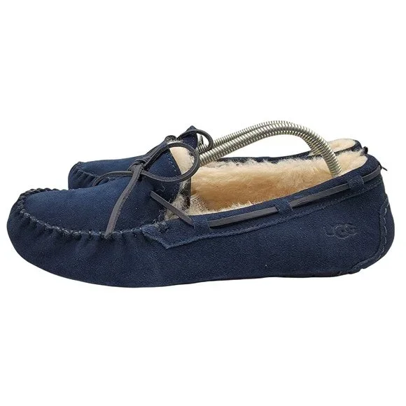 UGG Australia Olsen Suede Moccasins Blue Navy Lined Loafers Men’s 10 1003390